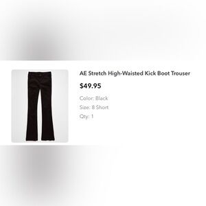 AE High-Rise Kick Boot Black Trousers
